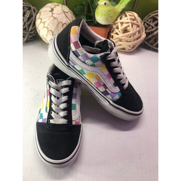 Vans Other - 🆓 Vans Old Skool Checkered Rainbow Colors Canvas